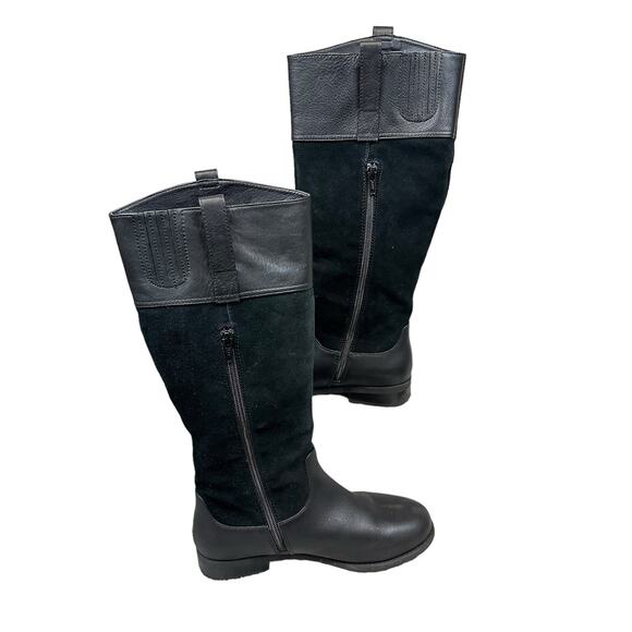 Vionic Downing Knee High Boots Black Leather Suede Zip Size 6 Women - Picture 2 of 8